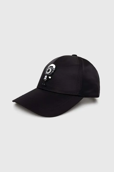 Kapa sa šiltom Karl Lagerfeld boja: crna, s aplikacijom