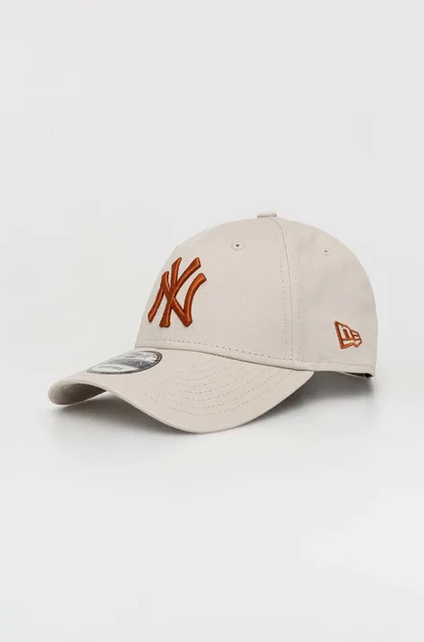 Хлопковая кепка New Era цвет бежевый с аппликацией NEW YORK YANKEES