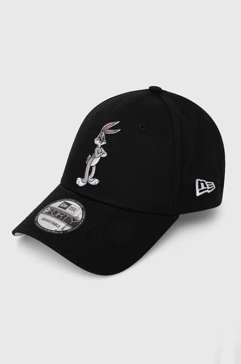 Bombažna bejzbolska kapa New Era črna barva, BUGS BUNNY