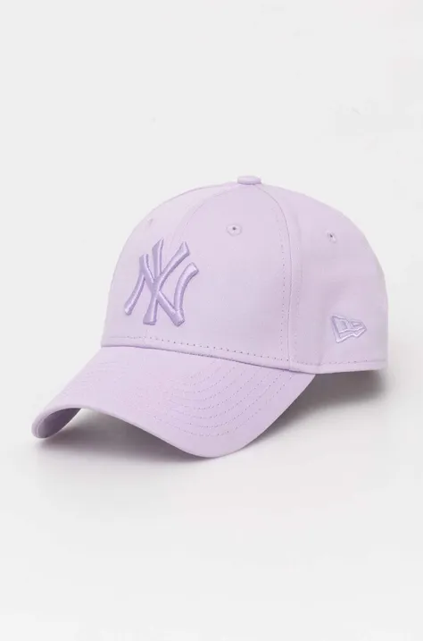 Bavlněná baseballová čepice New Era NEW YORK YANKEES fialová barva, s aplikací