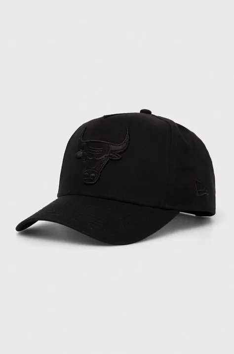Хлопковая кепка New Era цвет чёрный с аппликацией CHICAGO BULLS