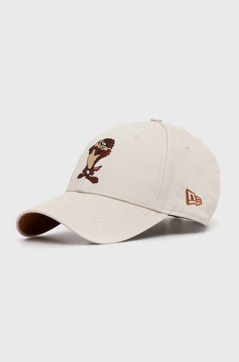 New Era czapka z daszkiem bawełniana x Looney Tunes kolor beżowy z aplikacją TAZ