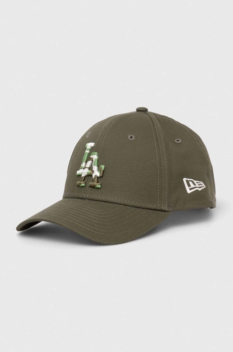 New Era șapcă de baseball din bumbac culoarea verde, cu imprimeu, LOS ANGELES DODGERS