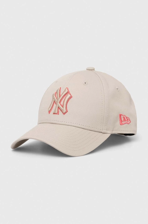 Bavlněná baseballová čepice New Era NEW YORK YANKEES šedá barva, s aplikací