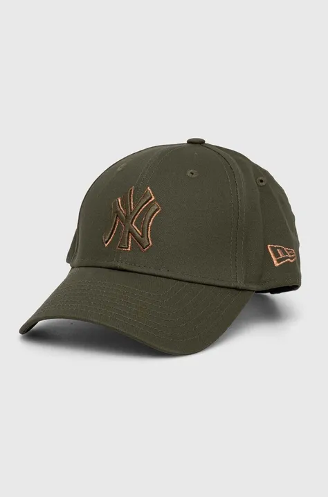 Bavlněná baseballová čepice New Era NEW YORK YANKEES zelená barva, s aplikací