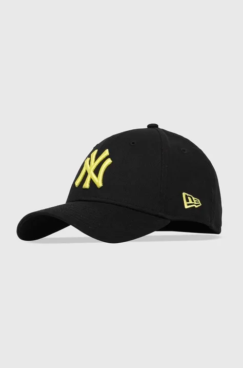 Бавовняна бейсболка New Era колір чорний з аплікацією NEW YORK YANKEES