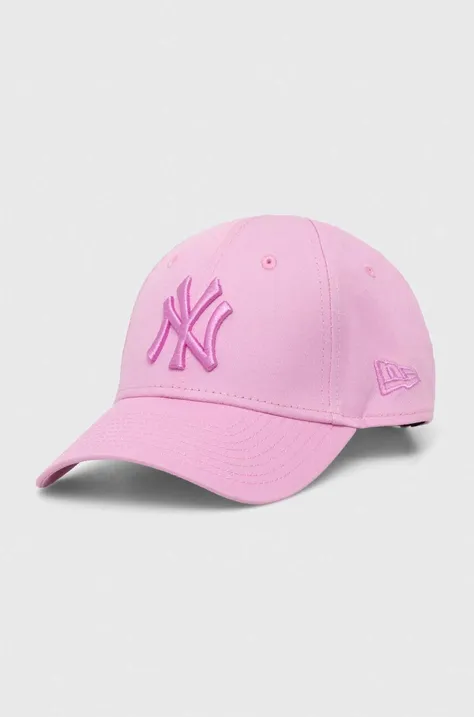 Бавовняна бейсболка New Era колір рожевий з аплікацією NEW YORK YANKEES