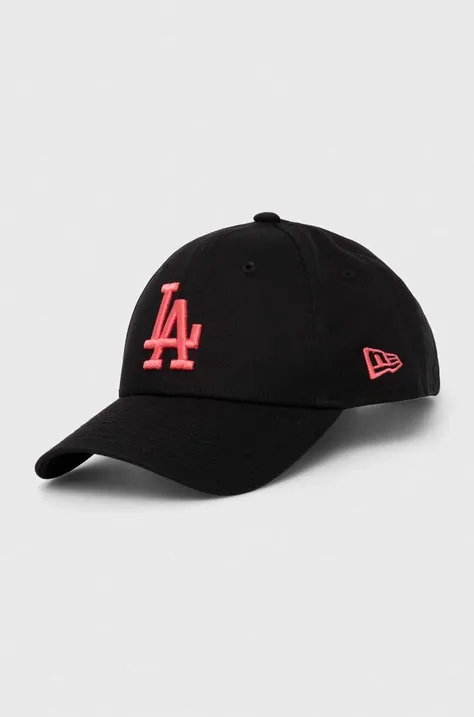 Bavlněná baseballová čepice New Era LOS ANGELES DODGERS černá barva, s aplikací