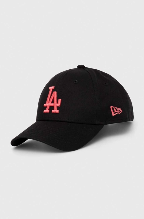 New Era șapcă de baseball din bumbac culoarea negru, cu imprimeu, LOS ANGELES DODGERS