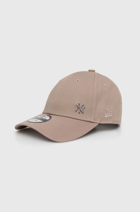 New Era czapka z daszkiem bawełniana kolor szary gładka NEW YORK YANKEES