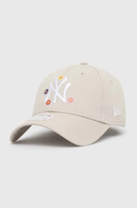 New Era cotton baseball cap beige color NEW YORK YANKEES