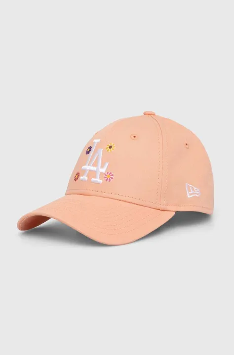 Хлопковая кепка New Era цвет оранжевый с аппликацией LOS ANGELES DODGERS