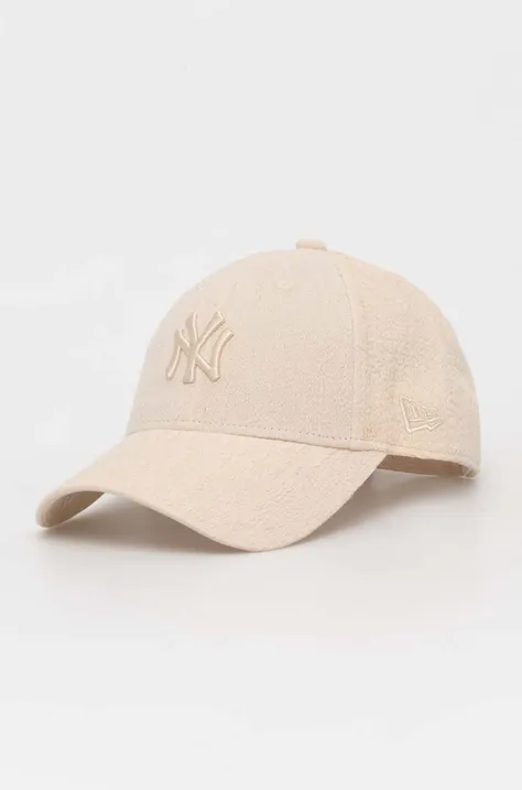 New Era czapka z daszkiem kolor beżowy z aplikacją NEW YORK YANKEES