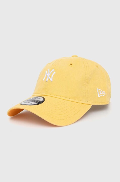 New Era șapcă de baseball din bumbac culoarea galben, cu imprimeu, NEW YORK YANKEES