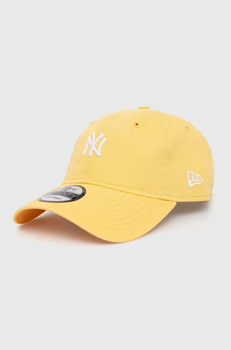 New Era czapka z daszkiem bawełniana kolor żółty z aplikacją NEW YORK YANKEES