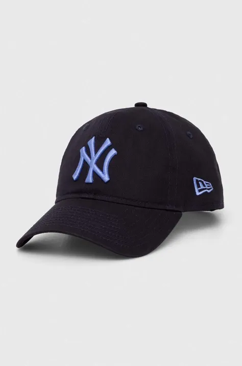 Bavlněná baseballová čepice New Era NEW YORK YANKEES tmavomodrá barva, s aplikací