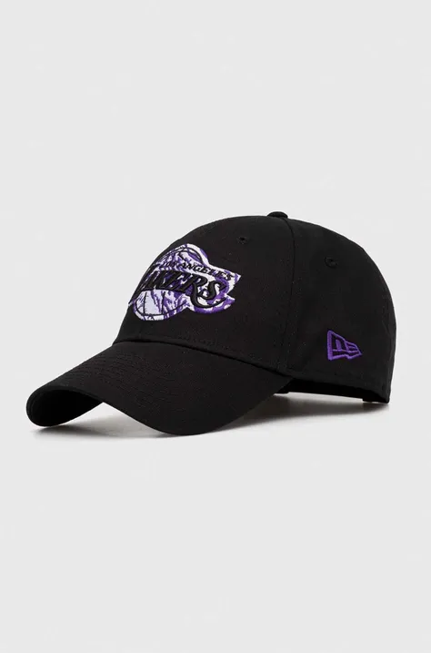Βαμβακερό καπέλο του μπέιζμπολ New Era χρώμα: μαύρο, LOS ANGELES LAKERS