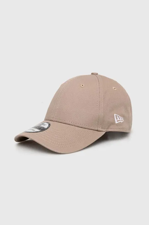 Памучна шапка с козирка New Era в сиво с изчистен дизайн