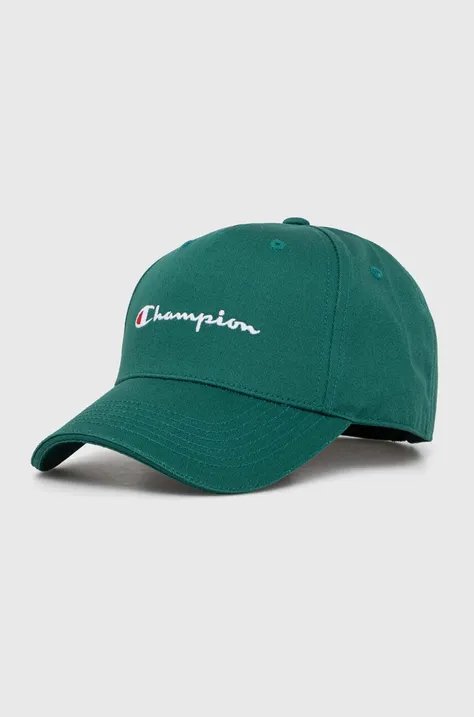 Bombažna bejzbolska kapa Champion zelena barva