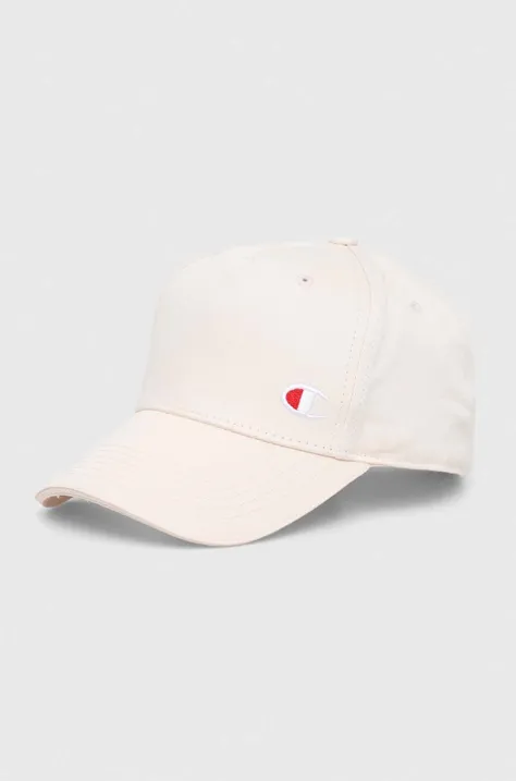 Хлопковая кепка Champion цвет бежевый с аппликацией