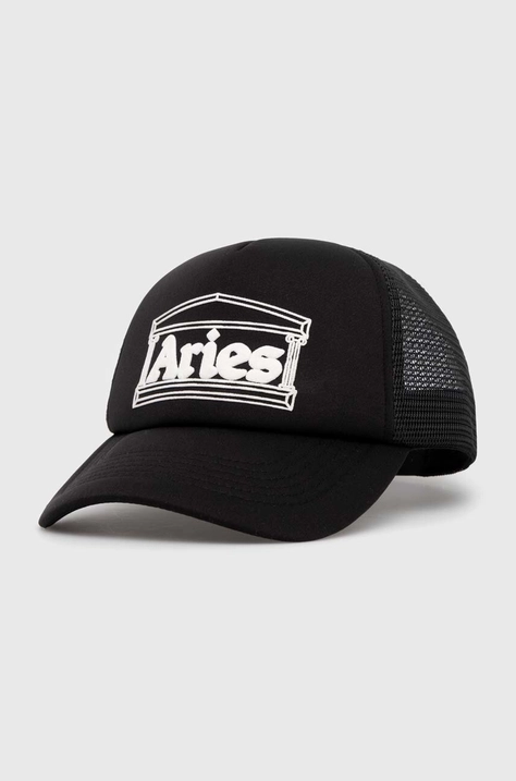 Кепка Aries Temple Trucker Cap колір чорний з аплікацією SUAR90003