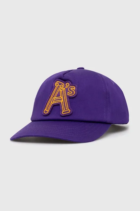 Хлопковая кепка Aries Column A Cap цвет фиолетовый с аппликацией SUAR90006