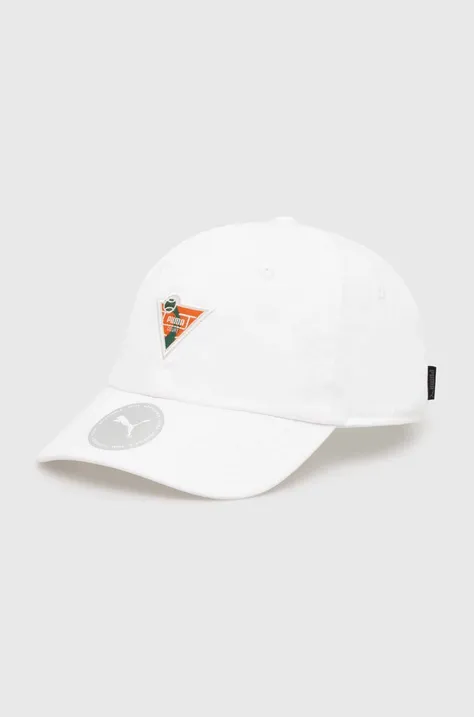 Puma șapcă de baseball din bumbac PRIME Dad culoarea alb, cu imprimeu, 246050