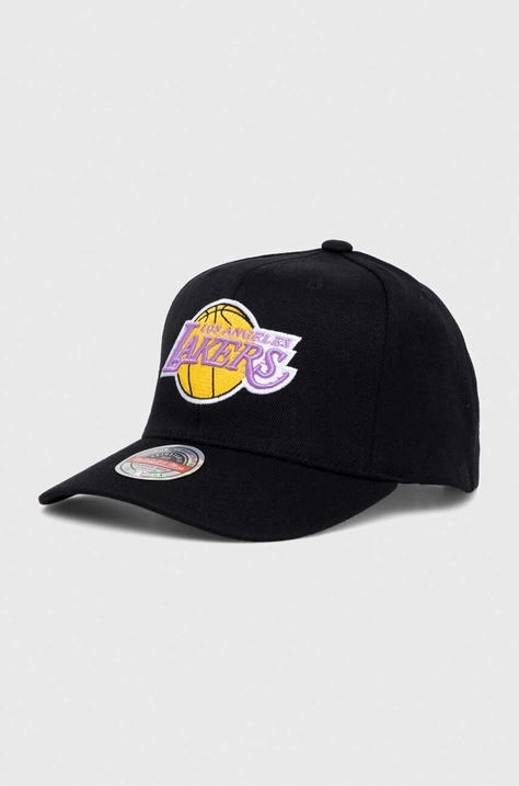 Шапка с козирка с вълна Mitchell&Ness NBA LOS ANGELES LAKERS в черно с апликация