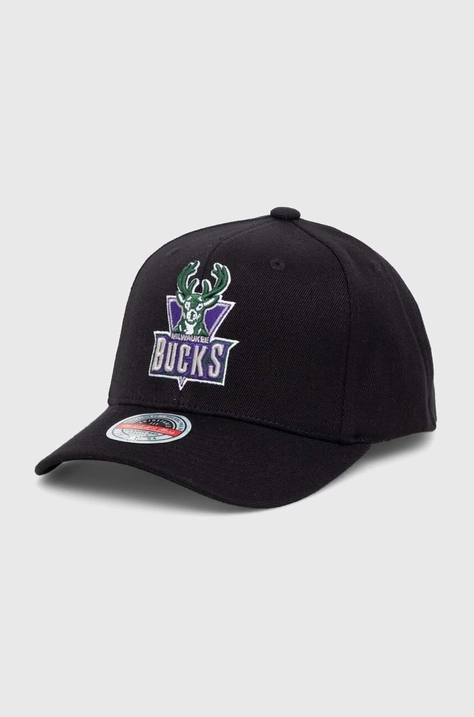 Кепка з домішкою вовни Mitchell&Ness NBA MILWAUKEE BUCKS колір чорний з аплікацією