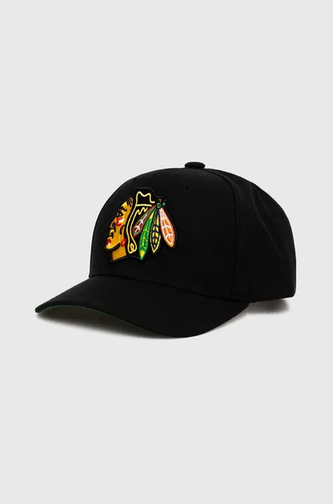 Kšiltovka Mitchell&Ness NHL CHICAGO BLACKHAWKS černá barva, s aplikací