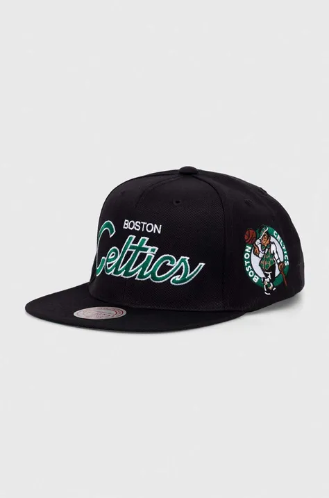 Šiltovka s prímesou vlny Mitchell&Ness NBA BOSTON CELTICS čierna farba, s nášivkou