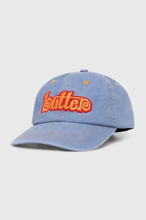 Памучна шапка с козирка Butter Goods Swirl 6 Panel Cap в синьо с апликация BGQ1247301