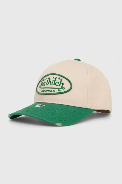 Von Dutch berretto da baseball in cotone colore verde con applicazione