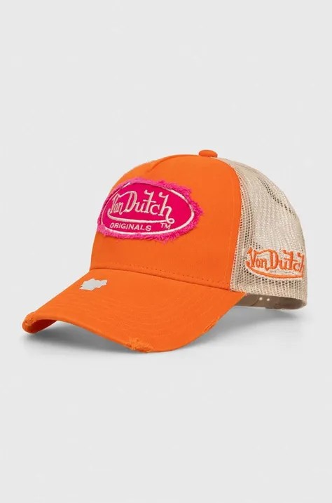 Von Dutch czapka z daszkiem kolor pomarańczowy z aplikacją