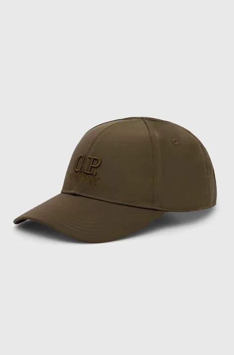 C.P. Company berretto da baseball Chrome-R Logo Cap colore verde con applicazione 16CMAC147A005904A
