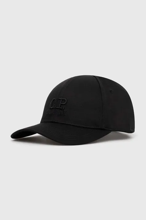 C.P. Company berretto da baseball in cotone Gabardine colore nero con applicazione 16CMAC282A006288A