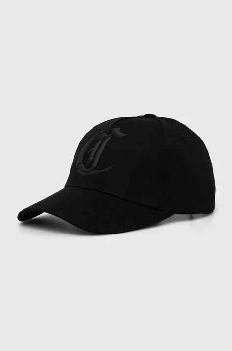Bavlněná baseballová čepice Just Cavalli černá barva, s aplikací, 76RAZK70 ZG242