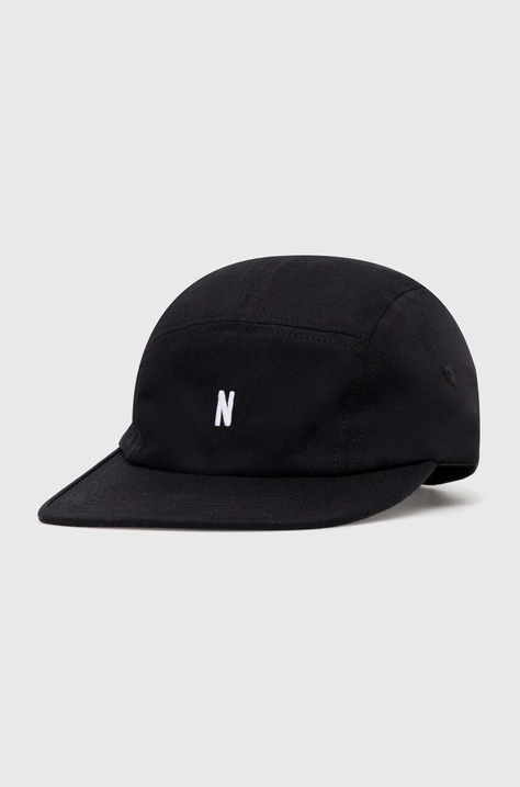 Bavlněná baseballová čepice Norse Projects Twill 5 Panel Cap černá barva, N80.0126.9999