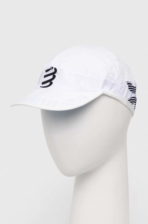 Kapa s šiltom Compressport Pro Racing Cap bela barva, CU00003B