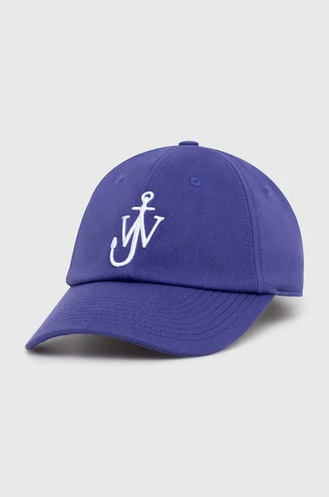 Bavlněná baseballová čepice JW Anderson Baseball Cap fialová barva, s aplikací, AC0198.FA0349.830