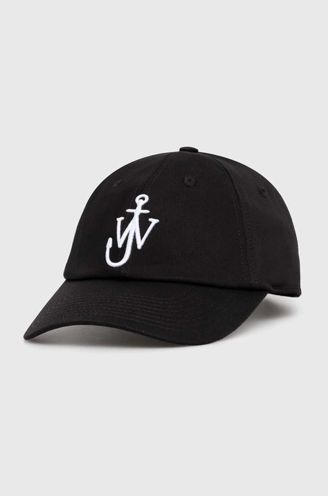 Bavlnená šiltovka JW Anderson Baseball Cap čierna farba, s nášivkou, AC0198.FA0349.999