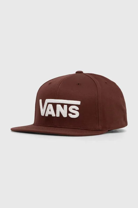 Памучна шапка с козирка Vans в кафяво с апликация VN0A36OR7YO1