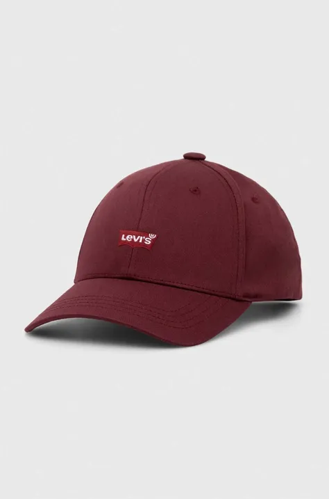Levi's czapka z daszkiem kolor bordowy z aplikacją D7723-0012