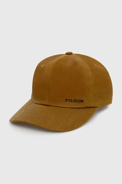 Хлопковая кепка Filson Oil Tin Low Profile Logge цвет коричневый однотонная FMACC0145