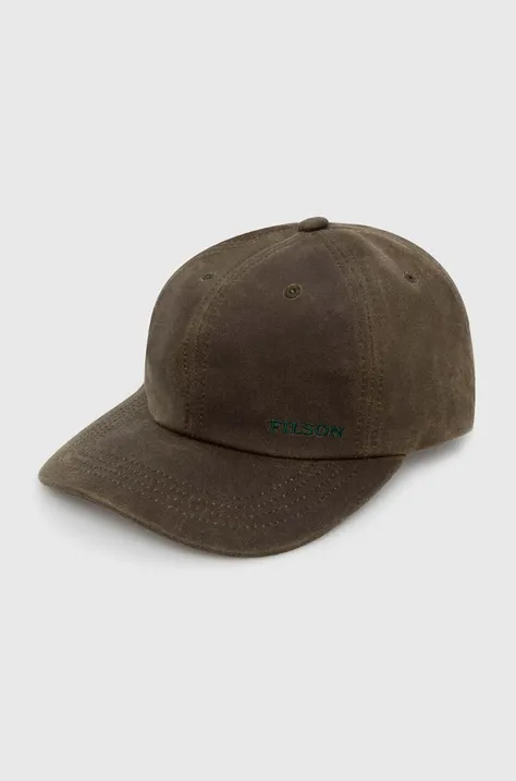 Filson șapcă de baseball din bumbac Oil Tin Low Profile Logge culoarea verde, neted, FMACC0145