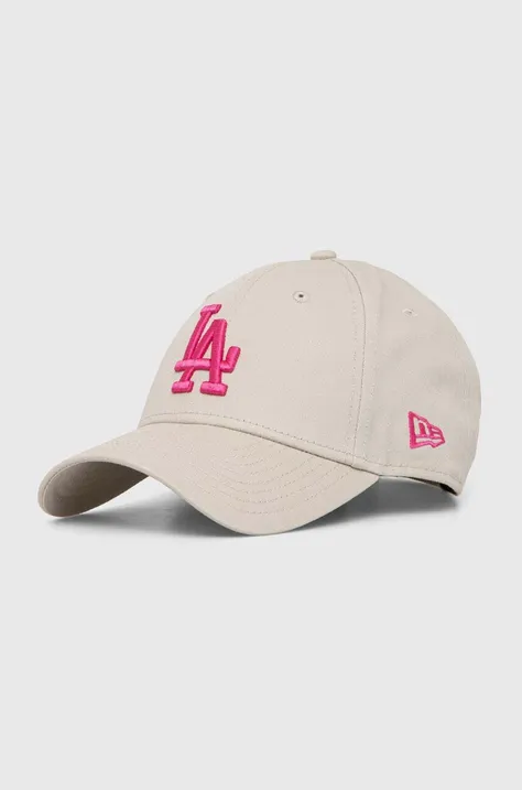 Βαμβακερό καπέλο του μπέιζμπολ New Era 9FORTY LOS ANGELES DODGERS χρώμα: μπεζ, 60503375
