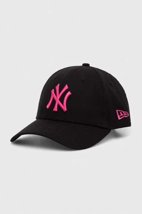 Бавовняна бейсболка New Era 9FORTY NEW YORK YANKEES колір чорний з аплікацією 60503372