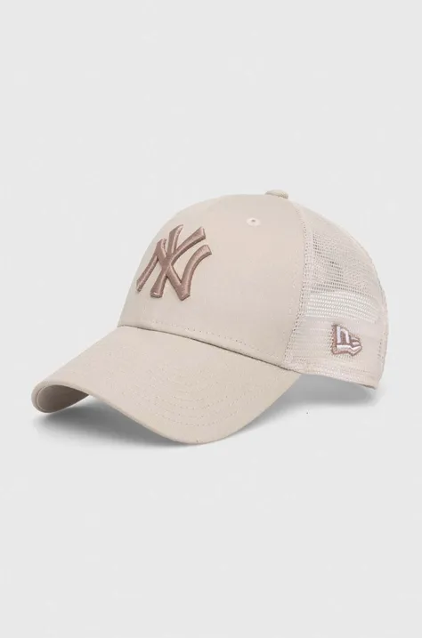 New Era czapka z daszkiem 9FORTY NEW YORK YANKEES kolor beżowy z aplikacją 60503621