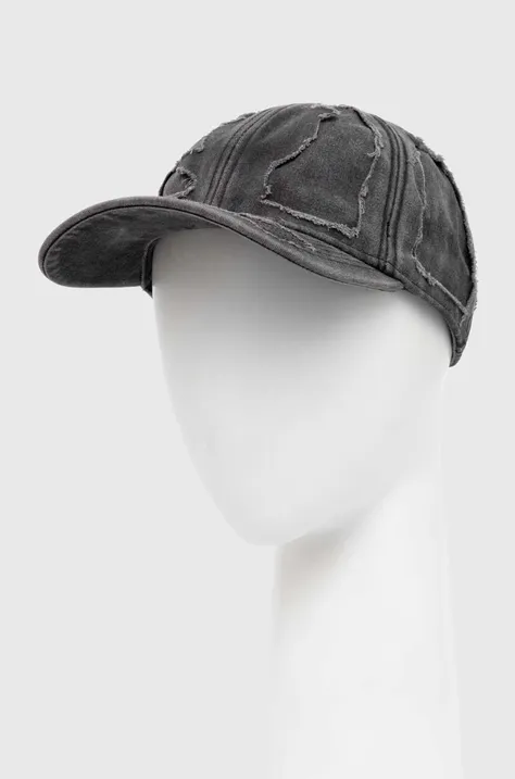 VETEMENTS czapka z daszkiem bawełniana Destroyed Cap kolor czarny gładka UE64CA210B