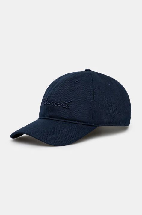 Lacoste cotton baseball cap navy blue color with an application RK7592